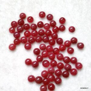 5 Aaa Ruby Cabochons: 4mm Round Natural Gemstones