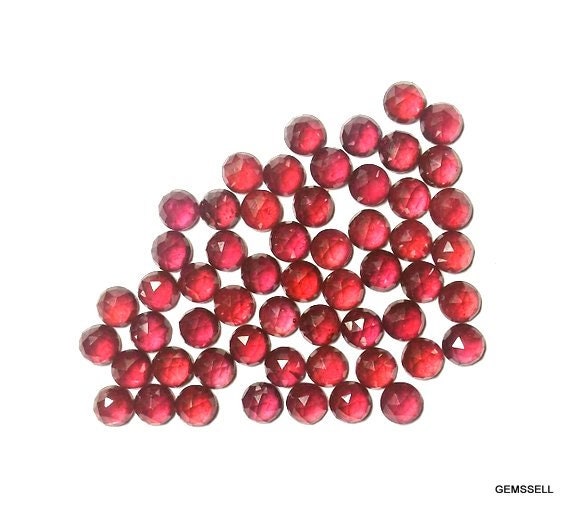 5 Aaa Ruby Rosecut Gemstones: 3mm Round Cabochons