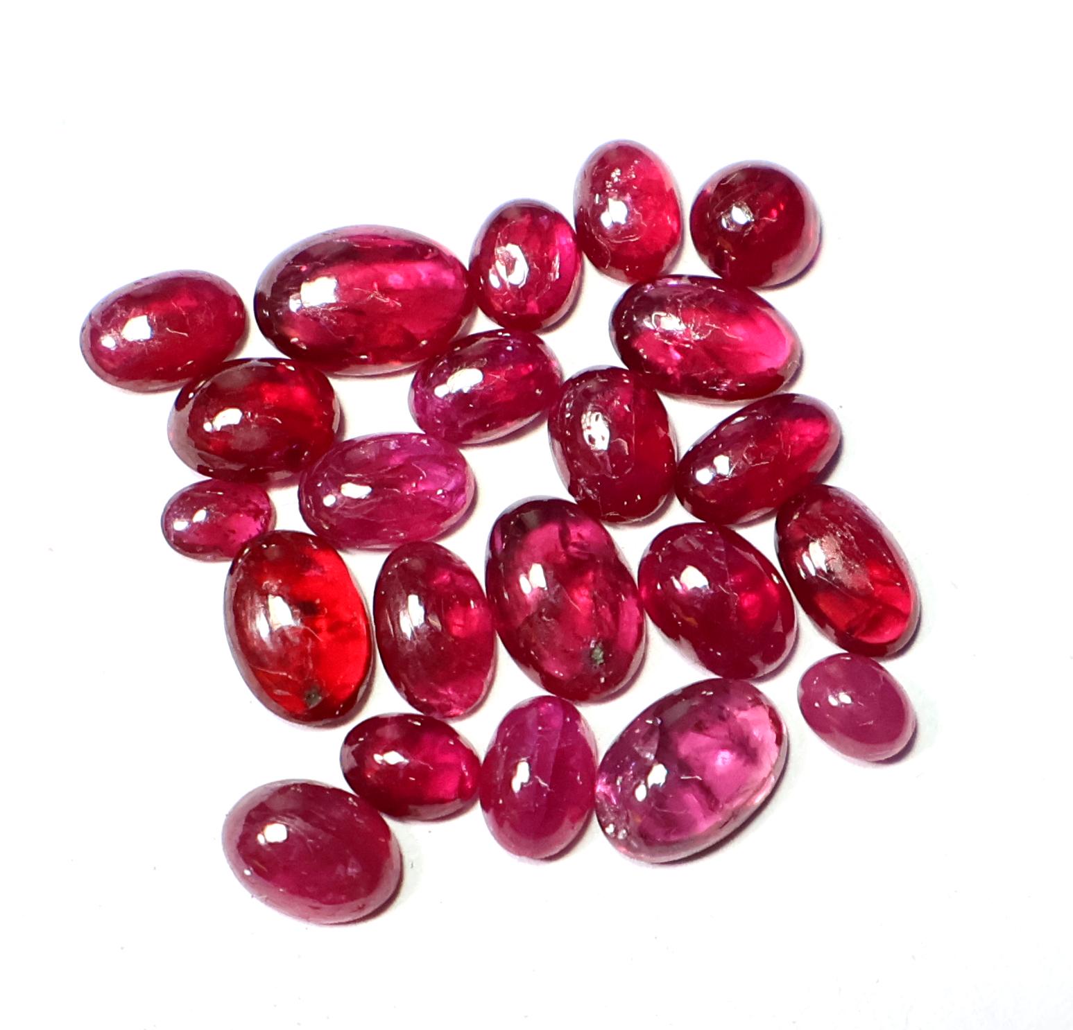 7.40 Ct Natural Ruby Cabochon Lot: Oval Loose Gemstones