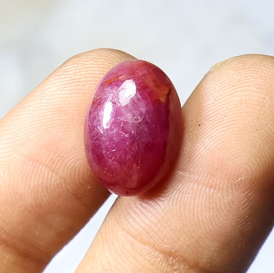 8.15 Ct Natural Ruby Cabochon Gemstone: Oval, 14x10 Mm