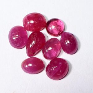 8.65 Ct Natural Ruby Cabochon Lot: Oval Loose Gemstones (8x5 To 6.50 Mm)
