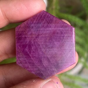 Natural Pink Ruby Flat Hexagon Cabochon, Statement Pendant Gemstone (37x32 Mm)