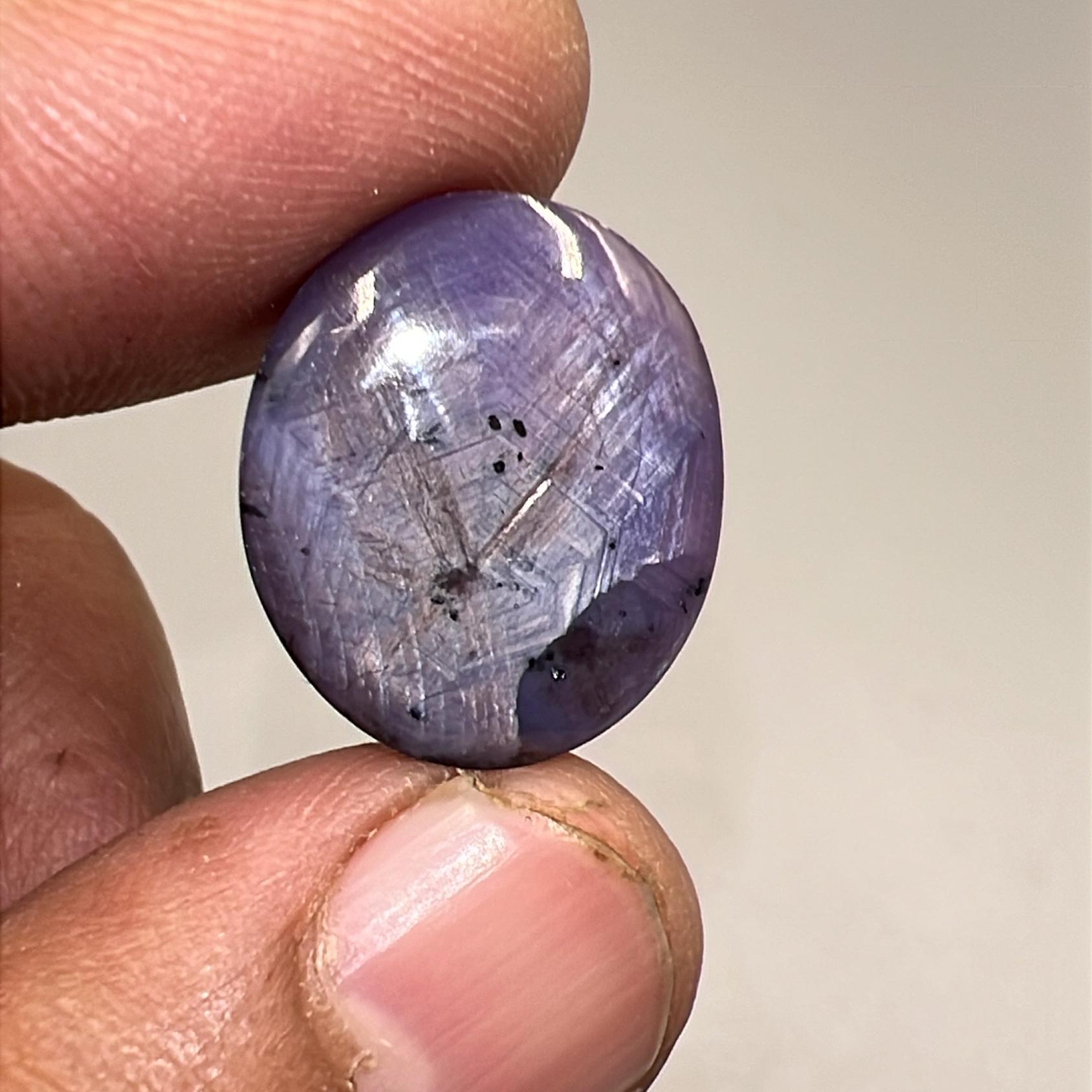 Natural Purple Star Ruby Cabochon , 19 Ct Oval Gemstone (19x16 Mm)