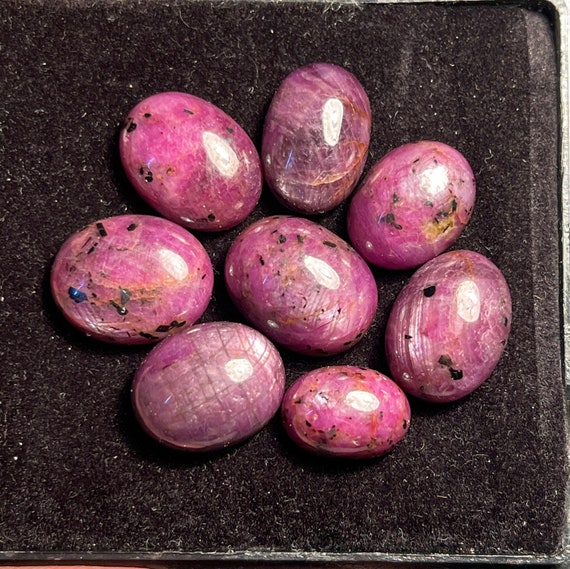 Natural Red Ruby Cabochon Lot: Oval Star Sheen Gemstones (96.85 Carat)
