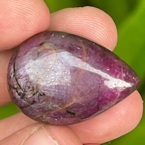 Natural Red Ruby Star Cabochon: 70 Carat Pear Shape Gemstone