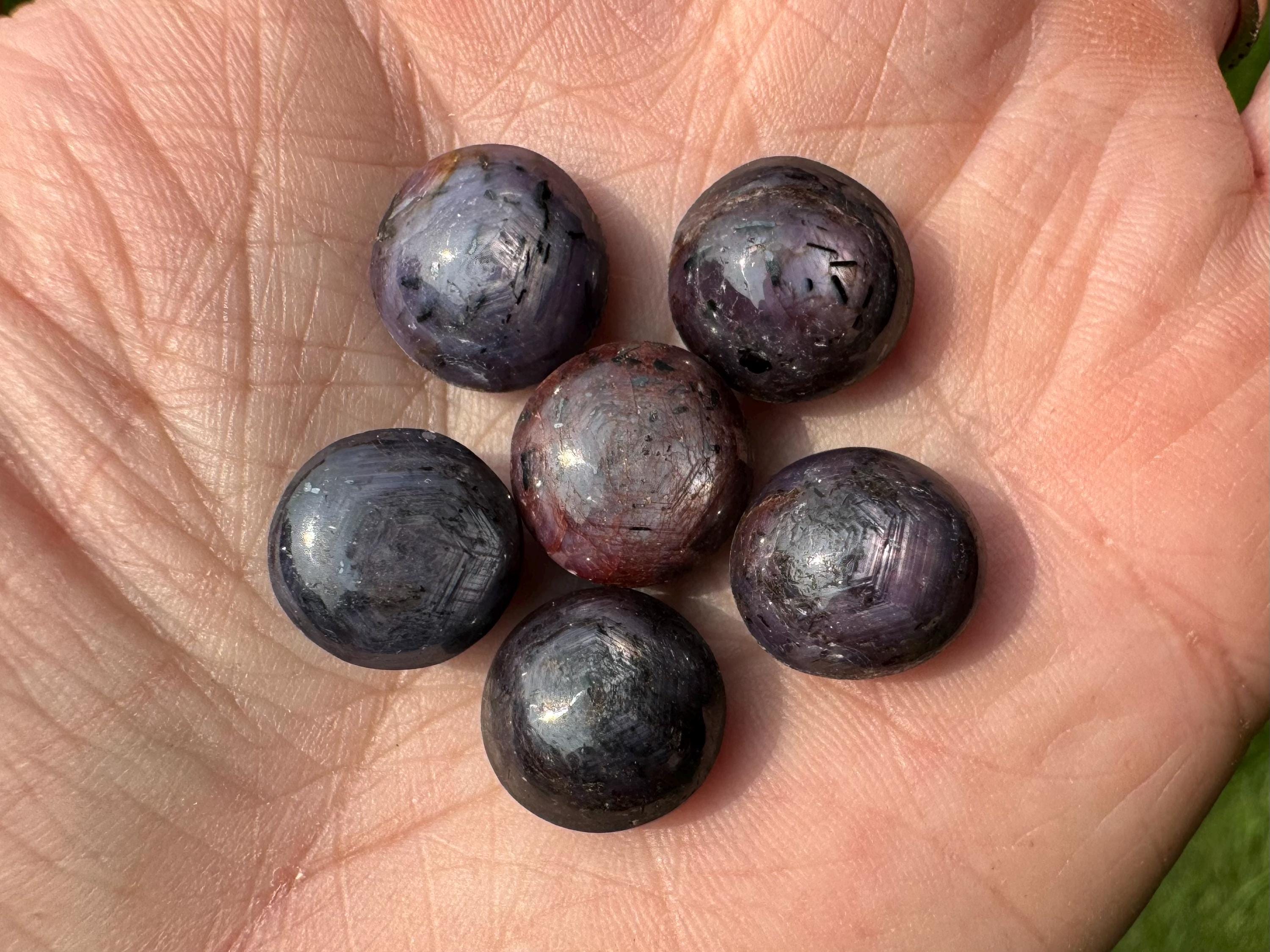 Star Ruby Cabochons, Polished Rubies, Round Gemstones For Jewelry, July Birthstone, Lot #5 Star Ruby Cabochons, Polished Rubies, Round Gemstones For Jewelry, July Birthstone, Lot #5