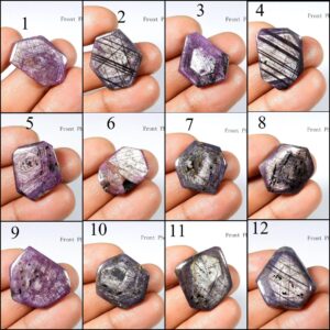 Ruby Star Sparkle Gemstone. Natural Purple Ruby Corundum. Ruby Slice Cabochon. Loose For Jewelry. Polished Both Side.