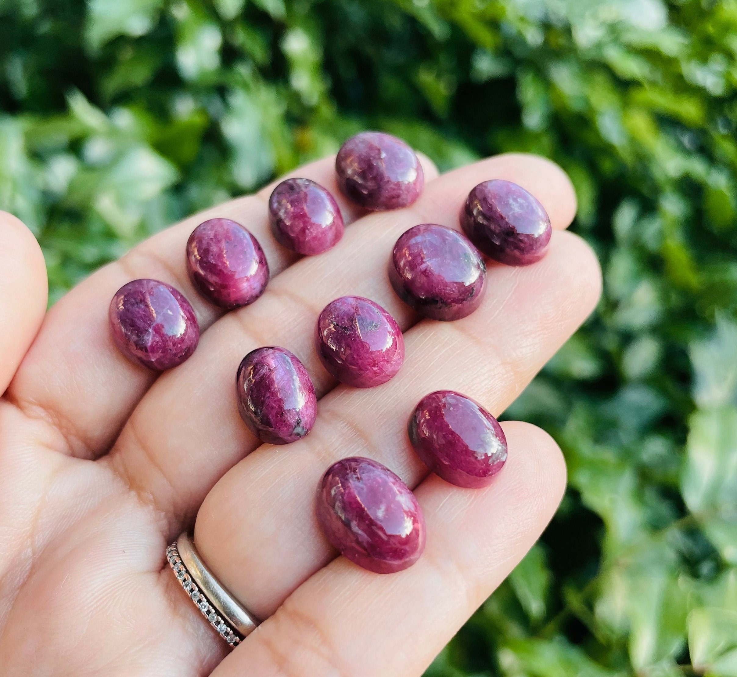 Ruby Cabochon: Xs Dark Pink Red Polished Gemstone (10-14mm) Ruby Cabochon: Xs Dark Pink Red Polished Gemstone (10-14mm)