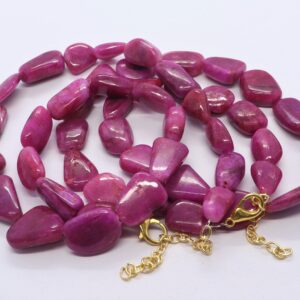 AAA Ruby Smooth Nuggets Necklace, 16 Inch+ fish Lock Dyed Ruby Nuggets Shape Necklace, beautiful Pink Ruby Tumble shape Beads, Ruby Gemstone AAA Ruby Smooth Nuggets Necklace, 16 Inch+ fish Lock Dyed Ruby Nuggets Shape Necklace, beautiful Pink Ruby Tumble shape Beads, Ruby Gemstone