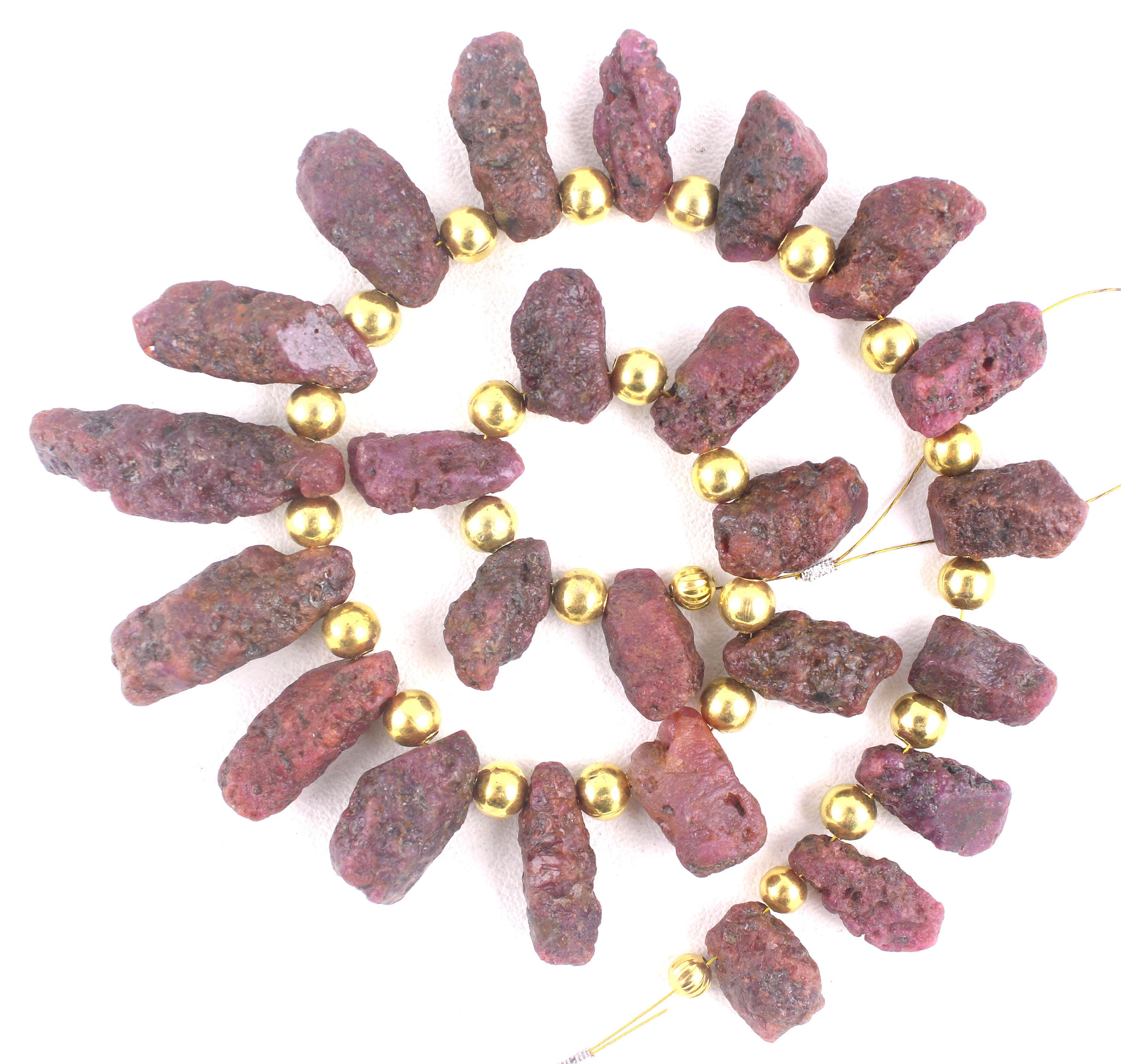 Natural Red Ruby Rough Strand: Unpolished Gemstone Necklace (12 Inch)