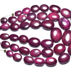 Ruby Oval Bead - 7 Inches - Natural Beautiful Ruby Smooth Nuggets Beads - Dyed Ruby - Size Is 7x10 - 11x16mm #592 Ruby Oval Bead - 7 Inches - Natural Beautiful Ruby Smooth Nuggets Beads - Dyed Ruby - Size Is 7x10 - 11x16mm #592