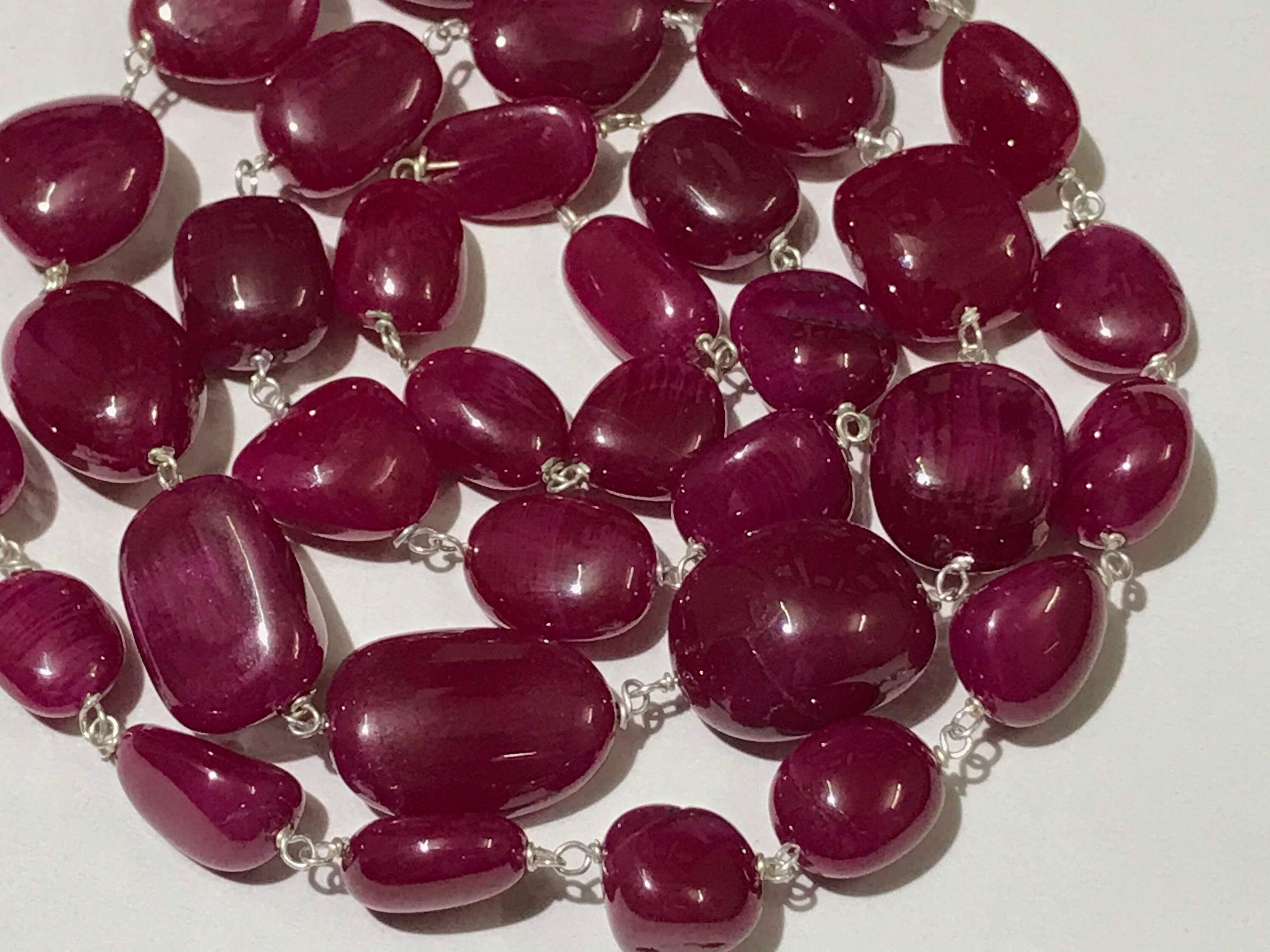 Rosary! Aaa+ Quality Ruby 9*13-11*15mm W*h Nuggets Beads/23”very Clear And Rare Pink Ruby(treated) Gemstone Rosary/faceted Rubies Rosary/(