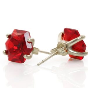 Hexagon Gemstone Earrings · July Birthstone Ruby Earrings · Silver Stud Earrings Ruby · Rhodium Ruby Earrings For Bridal