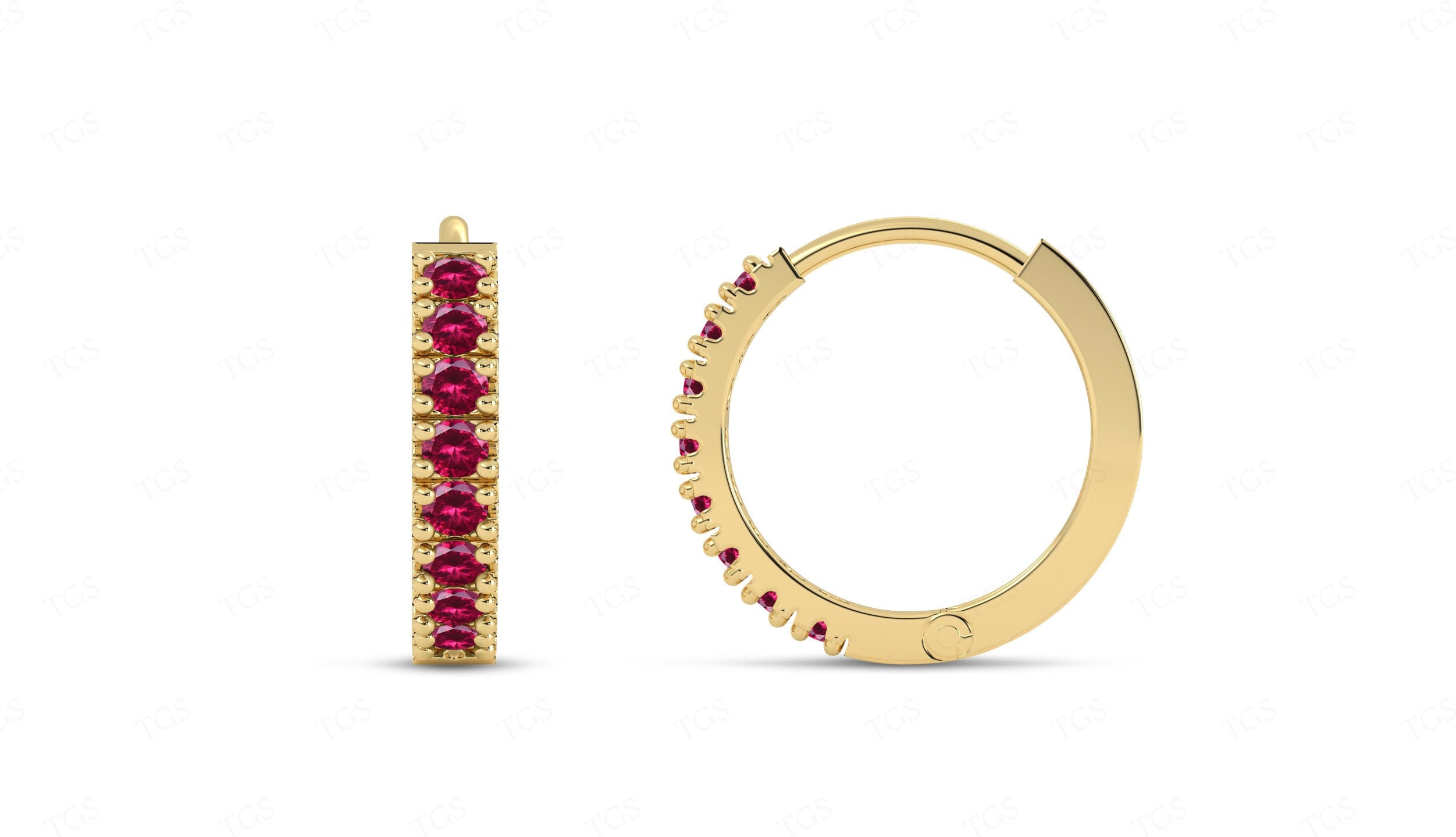 Minimalist Ruby Hoop Earrings For Women Art Deco Ruby Huggie Hoop Earnings 14k Gold Cartilage Wedding Earrings Anniversary Gift For Her
