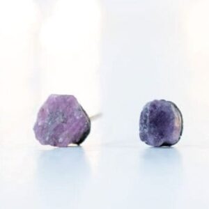 Untreated ruby earrings | Red ruby earrings | Untreated ruby jewelry | Natural stone studs | Genuine ruby studs