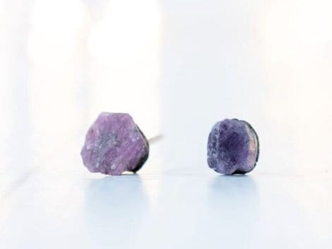 Untreated Ruby Earrings | Red Ruby Earrings | Untreated Ruby Jewelry | Natural Stone Studs | Genuine Ruby Studs