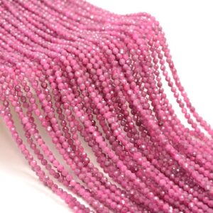 2mm Ruby Gemstone Red Pink Micro Faceted Round Grade Aaa Beads 16inch Bulk Lot 1,6,12,24 And 48 (80010236-a192)