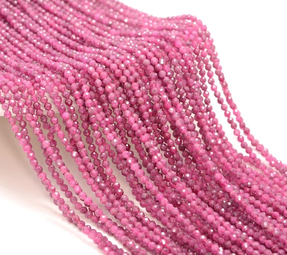2mm Ruby Gemstone Red Pink Micro Faceted Round Grade Aaa Beads 16inch Bulk Lot 1,6,12,24 And 48 (80010236-a192)