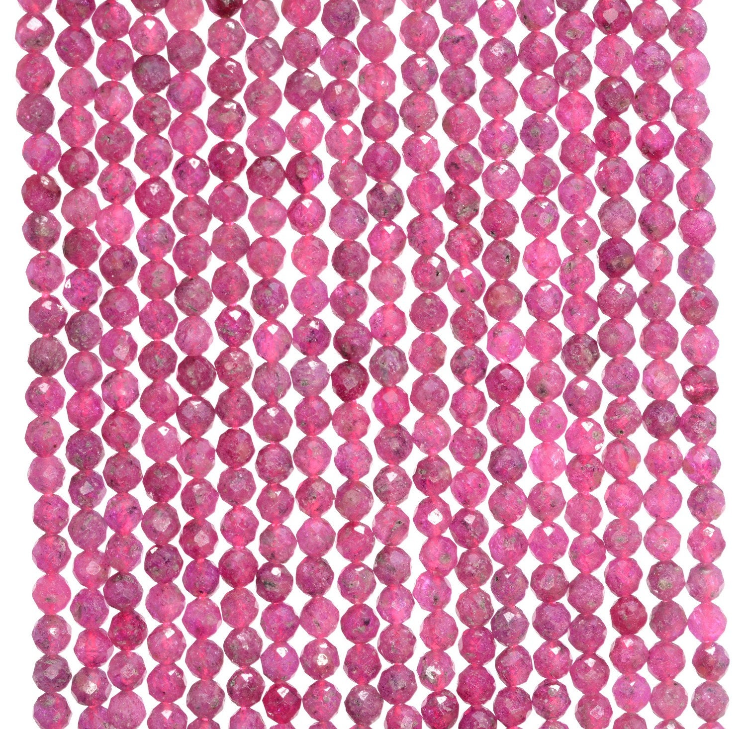 2mm Genuine Ruby Gemstone Red Grade Aaa Micro Faceted Round Loose Beads 16 Inch Full Strand (80010236-a192)