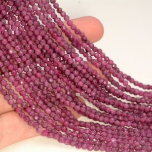 3mm Genuine Ruby Gemstone Red Micro Faceted Round Loose Beads 15.5 Inch Full Strand Bulk Lot 1,2,6,12 And 50 (80006887-344)