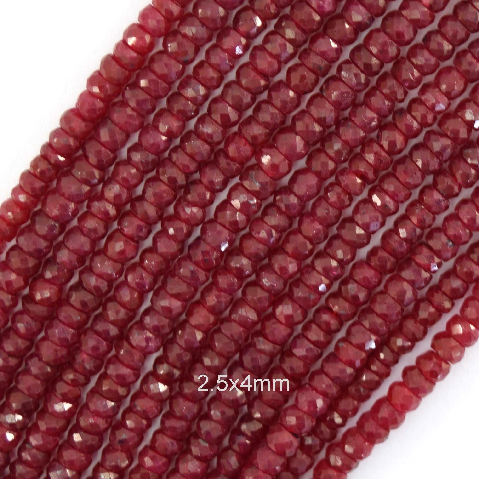 4mm Genuine Faceted Red Ruby Rondelle Button Beads 16" Strand 2.5x4mm 4mm Genuine Faceted Red Ruby Rondelle Button Beads 16" Strand 2.5x4mm
