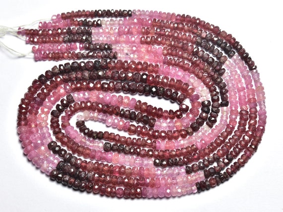 8.50 Inches,natural Very Finest Quality Ruby Faceted Rondelles,micro Cut Shaded Natural Ruby,size Is 3-4mm #320