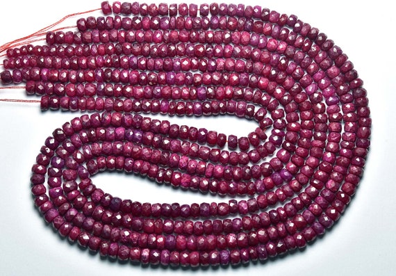 Beautiful Ruby Rondelle Bead - Natural Faceted Ruby Rondelles Beads - Size Is 4.8 - 5 Mm #2068 Beautiful Ruby Rondelle Bead - Natural Faceted Ruby Rondelles Beads - Size Is 4.8 - 5 Mm #2068