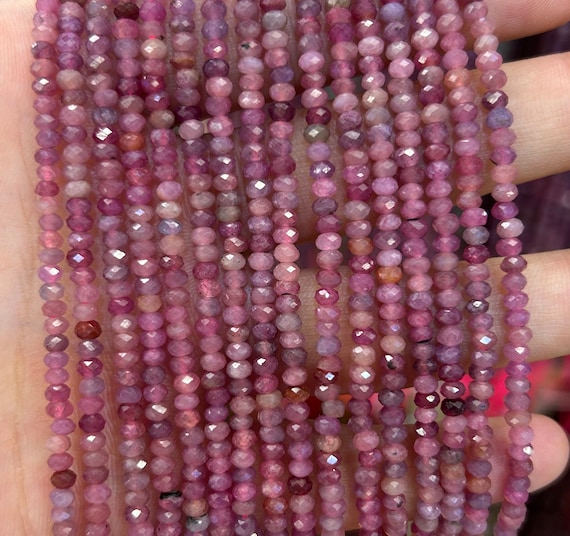 Genuine Ruby Faceted Beads Natural Gemstone Beads Nice Cut Rondelle Stone Beads 2x3-4mm 3x5mm 15''