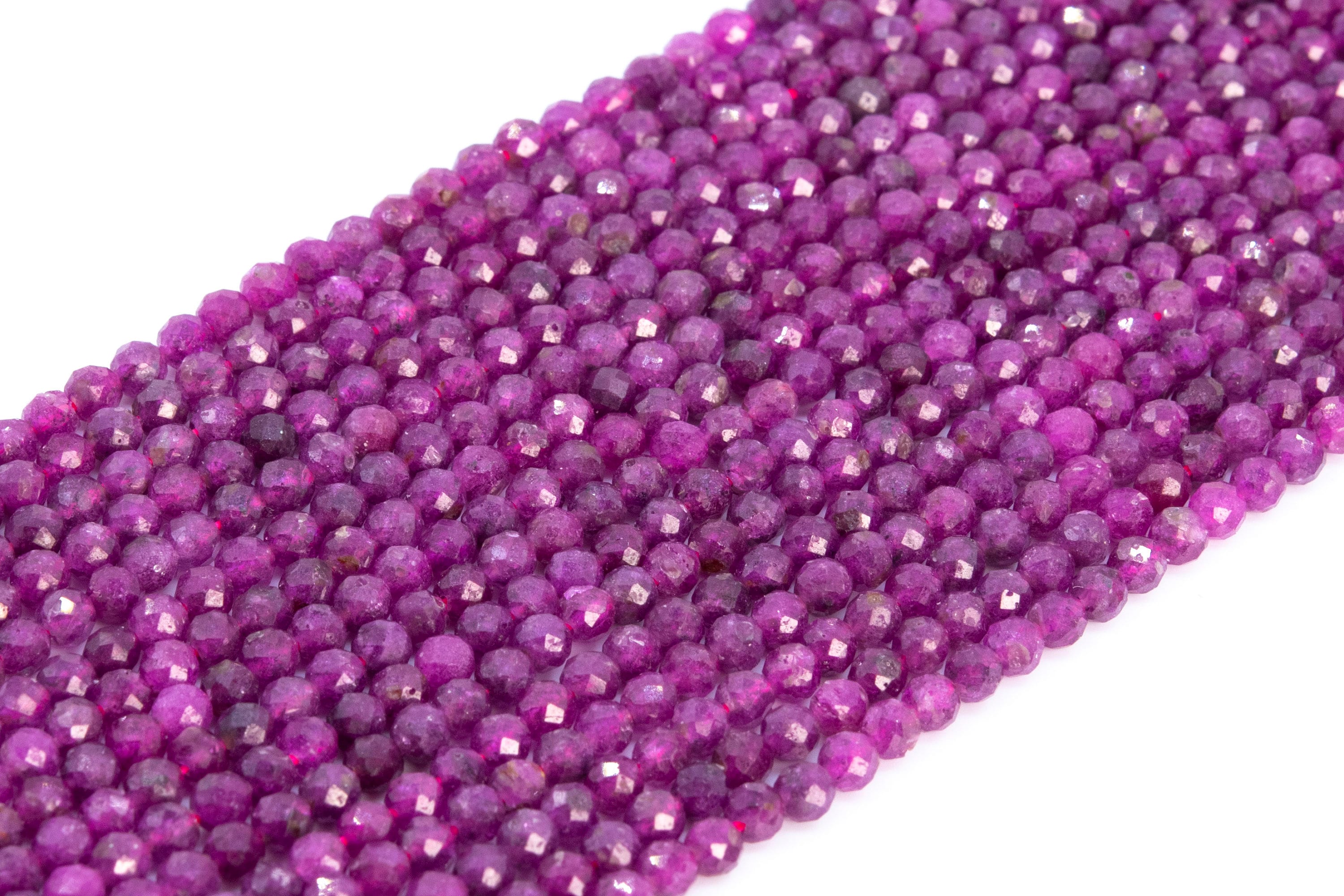 Genuine Natural Ruby Loose Beads Grade Aaa Faceted Round Shape 3mm 4mm