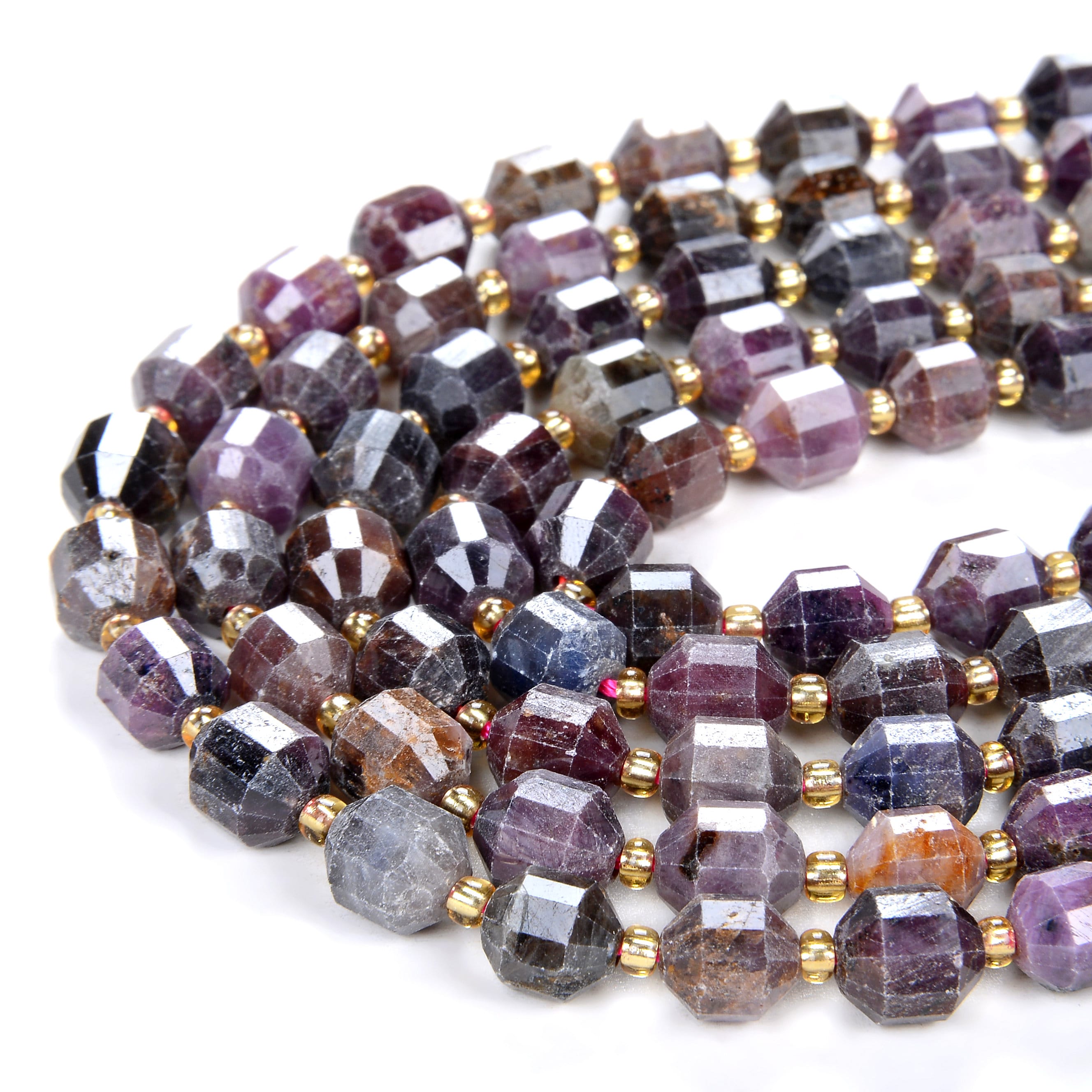 Natural Ruby Gemstone Grade A Faceted Prism Double Point Cut 6mm 8mm Loose Beads (d32)
