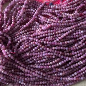 Natural Genuine Faceted Pink Red Ruby Round Beads 15.5" Strand 3mm 4mm Natural Genuine Faceted Pink Red Ruby Round Beads 15.5" Strand 3mm 4mm