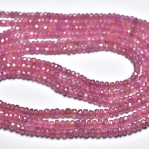 Pink Ruby Rondelle Beads -14 inches - Natural Super Quality Micro Cut Ruby Faceted Rondelle Strand - Size is 3.5 - 4.5 mm #632 Pink Ruby Rondelle Beads -14 inches - Natural Super Quality Micro Cut Ruby Faceted Rondelle Strand - Size is 3.5 - 4.5 mm #632
