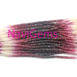 Faceted Red Ruby Rondelle Beads: 3-4mm Ombre Gemstone Strand