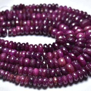 Ruby Rondelle Bead Strand -7.5 inches - Most Beautiful Natural Super High Quality Faceted Ruby Rondelle - Size is 5-6.5 mm #1593 Ruby Rondelle Bead Strand -7.5 inches - Most Beautiful Natural Super High Quality Faceted Ruby Rondelle - Size is 5-6.5 mm #1593