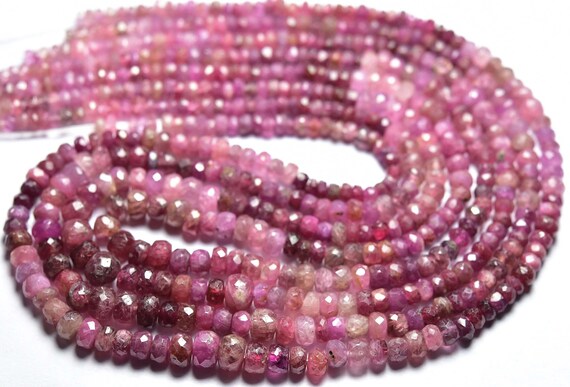 Ruby Rondelle Bead Strand -14 Inches - Natural Beautiful Faceted Ruby Rondelles - Micro Cut Shaded Natural Ruby - Size Is 3.5-5.5 Mm #1496