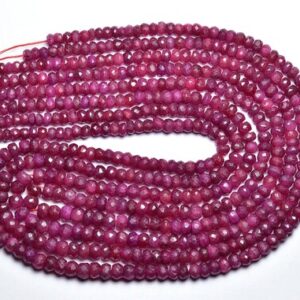 Ruby Rondelle Bead Strand -14 inches - Natural Beautiful Faceted Dyed Ruby Rondelles - Micro Faceted Ruby - Size is 4-4.5mm #1369 Ruby Rondelle Bead Strand -14 inches - Natural Beautiful Faceted Dyed Ruby Rondelles - Micro Faceted Ruby - Size is 4-4.5mm #1369
