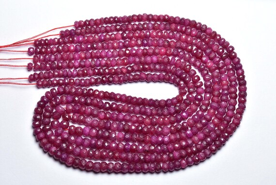 Ruby Rondelle Bead Strand -14 Inches - Natural Beautiful Faceted Dyed Ruby Rondelles - Micro Faceted Ruby - Size Is 4-4.5mm #1369