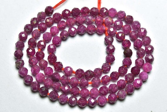 Ruby Rondelle Bead Strand -12.5 Inches - Natural Most Beautiful Micro Faceted Ruby Rondelles - Size Is 3 Mm #