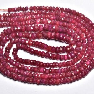 Ruby Rondelle Bead Strand -14 inches,Most Beautiful Vivid Ruby Faceted Rondelles,Micro Cut Shaded Natural Ruby,Size is 3-4mm #375 Ruby Rondelle Bead Strand -14 inches,Most Beautiful Vivid Ruby Faceted Rondelles,Micro Cut Shaded Natural Ruby,Size is 3-4mm #375