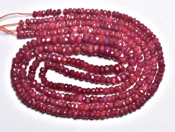Ruby Rondelle Bead Strand -16 Inches,most Beautiful Vivid Ruby Faceted Rondelles,micro Cut Shaded Natural Ruby,size Is 4-4.5mm #375