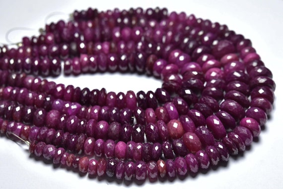 Ruby Rondelle Bead Strand -12.5 Inches - Natural Most Beautiful Micro Faceted Ruby Rondelles - Size Is 3 Mm #1700