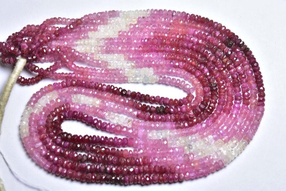 Super Quality Ruby Rondelle Bead Strand -16 Inches - Natural Most Beautiful Micro Faceted Ruby Shaded Rondelles - Size Is 3 - 4 Mm #1183