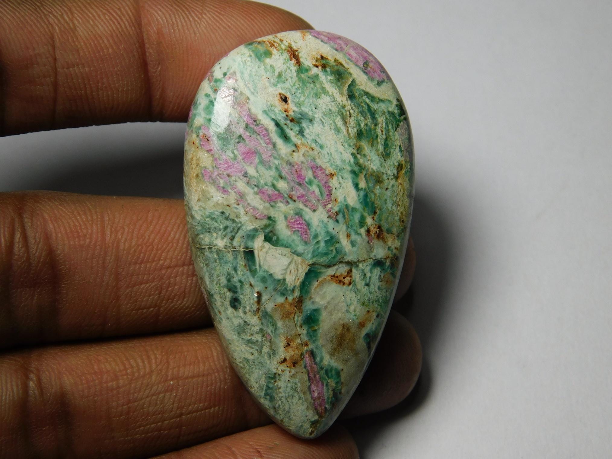 Ruby Fuchsite Cabochon Gemstone, Jewelry Making (51 X 28 Mm)