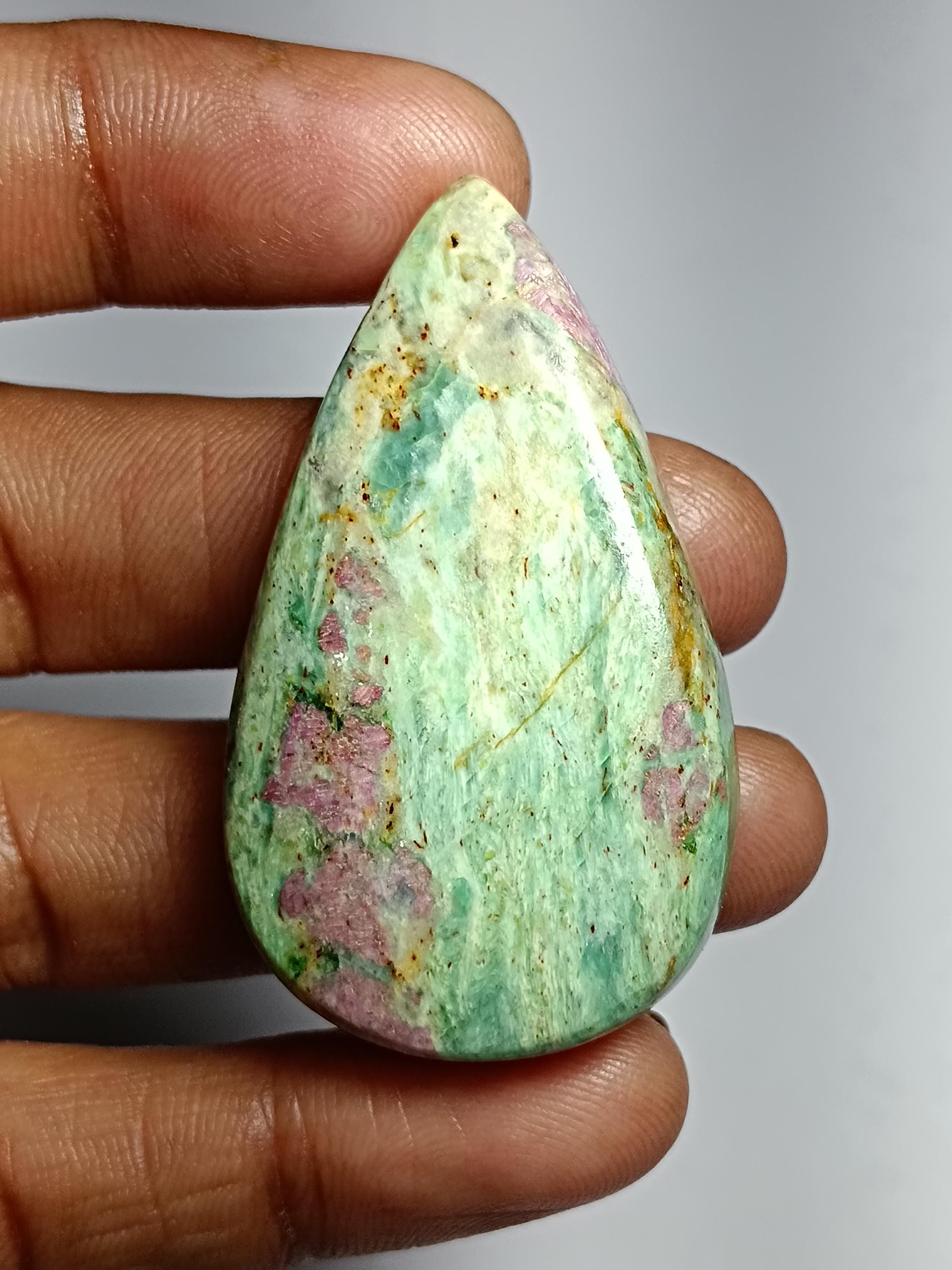 Ruby Fuchsite Cabochon: Loose Gemstone For Jewelry Making (48 X 28 Mm, 108cts)