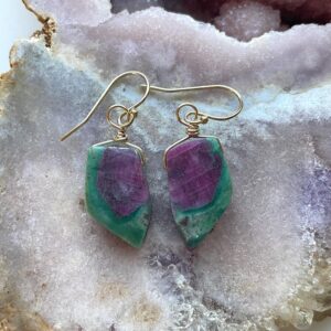 Ruby Fuchsite Earrings, Statement Earrings, Crystal Earrings, Drop Earrings, Gold Earrings, Boho Earrings, Gift For Women