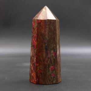 Ruby Fuchsite Crystal Tower: 8-Faceted Obelisk, Healing Gemstone Ruby Fuchsite Crystal Tower: 8-Faceted Obelisk, Healing Gemstone