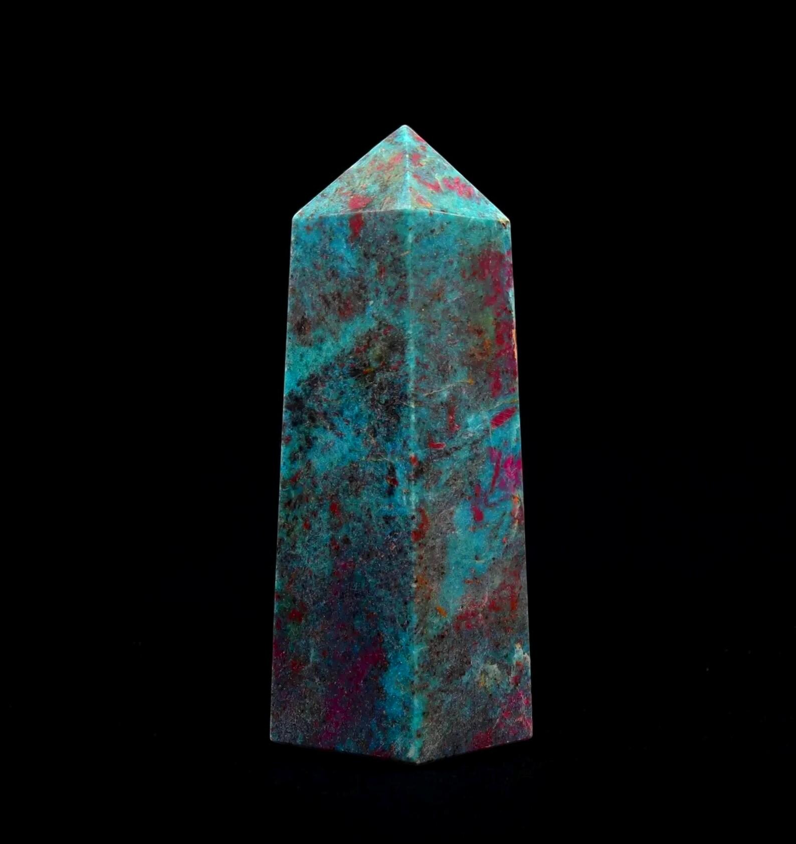 Ruby Fuchsite Crystal Tower: Energy Healing Obelisk, Chakra Balancing (155mm)