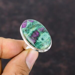 Ruby Fuchsite Ring: Handmade 925 Sterling Silver Adjustable Boho Jewelry