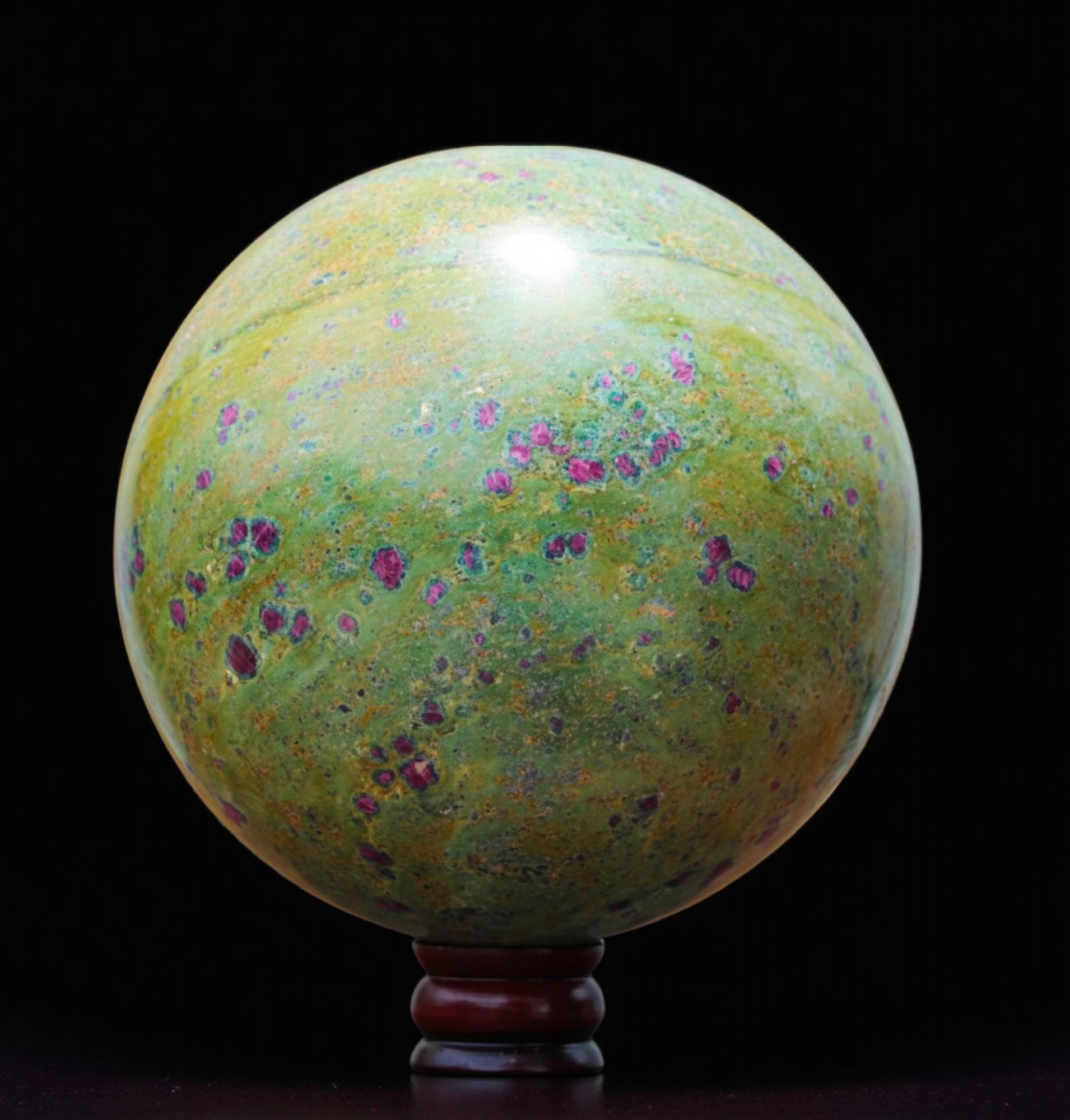 225mm Ruby Fuchsite Crystal Sphere: Energy Healing Decor