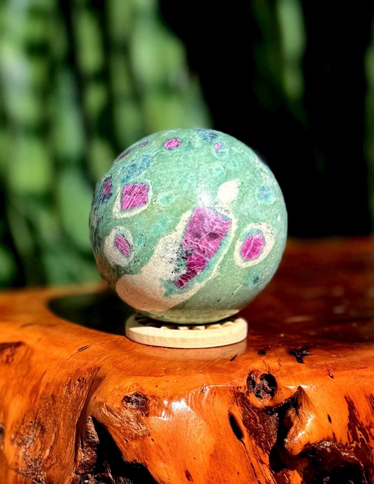 Ruby Fuchsite Sphere W/ Stand - Super High Quality - Healing Crystal
